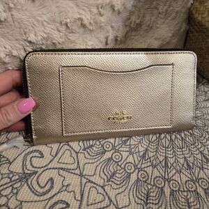 Coach Metallic Gold Zip Wallet